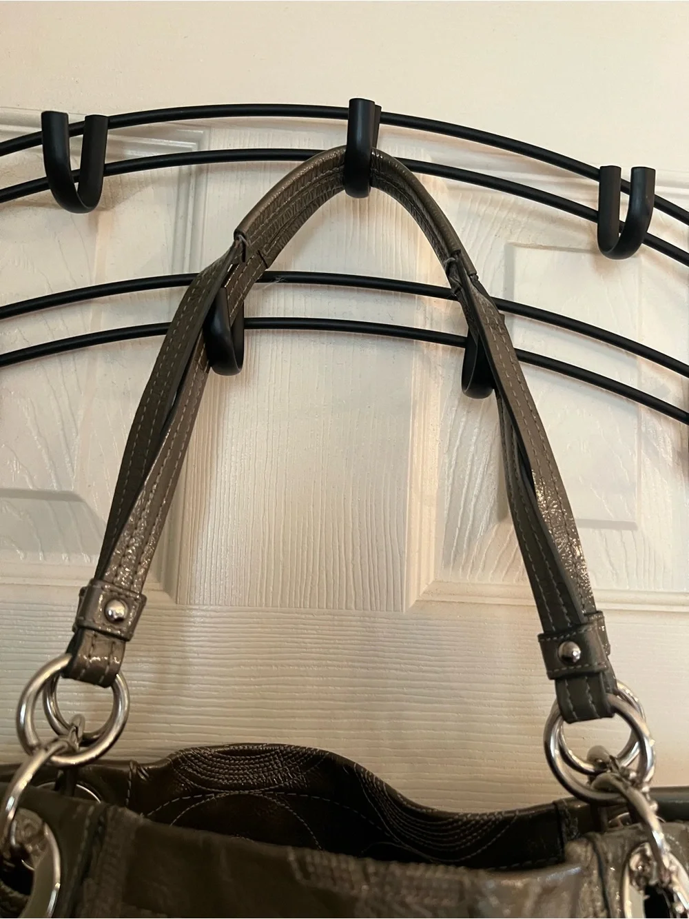 Coach Alex signature stitch patent monogram bag